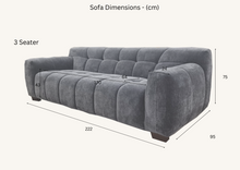 Load image into Gallery viewer, ALUXO® Harlem Sofa Range in Steel Velvet