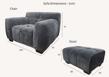 Load image into Gallery viewer, ALUXO® Harlem Sofa Range in Steel Velvet