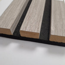 Load image into Gallery viewer, Premium Acoustic Slatted Wall Panels - 3-sided Wood Veneer - 240cm x 32cm (2 pack)
