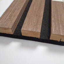 Load image into Gallery viewer, Premium Acoustic Slatted Wall Panels - 3-sided Wood Veneer - 240cm x 32cm (2 pack)
