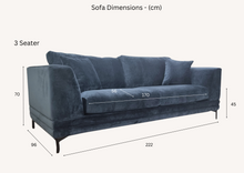 Load image into Gallery viewer, ALUXO® Lenox Sofa Range in Aegean Blue Velvet
