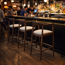 Load image into Gallery viewer, ALUXO® Fern Walnut Barstool in Oatmeal Bouclé