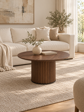 Load image into Gallery viewer, Rowen Walnut Coffee Table - Ribbed Pedestal