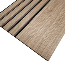 Load image into Gallery viewer, Multi Width Acoustic Wood Veneer Wall Panels - 3-sided - 240cm x 30cm (2 pack)