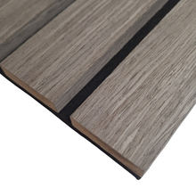 Load image into Gallery viewer, Wood Veneer Acoustic WIDE SLAT Wall Panels - 3-sided - 240cm x 30cm (2 pack)