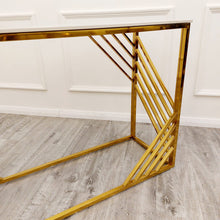 Load image into Gallery viewer, **PROMO** Azure Gold Console Table with Polar White Sintered Top