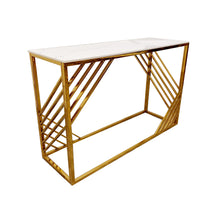 Load image into Gallery viewer, **PROMO** Azure Gold Console Table with Polar White Sintered Top