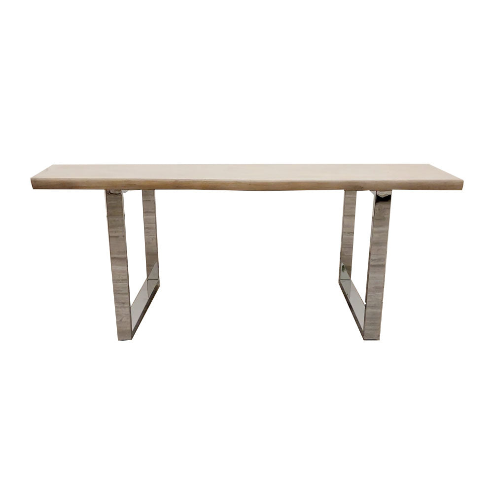 Freya 1.8 Dining Table Solid Light Pine wood with Chrome Metal Legs ...