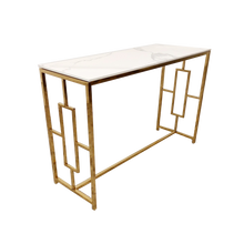 Load image into Gallery viewer, **PROMO** Geo Gold Console Table with Polar White Sintered Top
