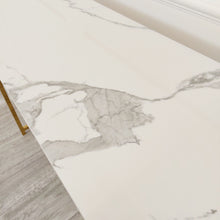 Load image into Gallery viewer, **PROMO** Geo Gold Console Table with Polar White Sintered Top