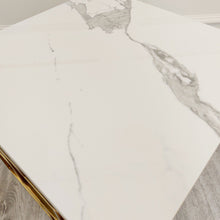 Load image into Gallery viewer, **PROMO** Geo Gold Lamp Table with Polar White Sintered Top