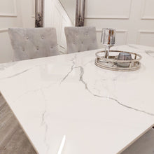 Load image into Gallery viewer, BLACK FRIDAY - Lucien 1.6 Chrome Dining Table with Polar White Sintered Stone Top