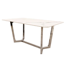 Load image into Gallery viewer, BLACK FRIDAY - Lucien 1.6 Chrome Dining Table with Polar White Sintered Stone Top