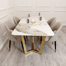Load image into Gallery viewer, Lucien 1.8 Gold Dining Table with Pandora Gold Sintered Stone Top