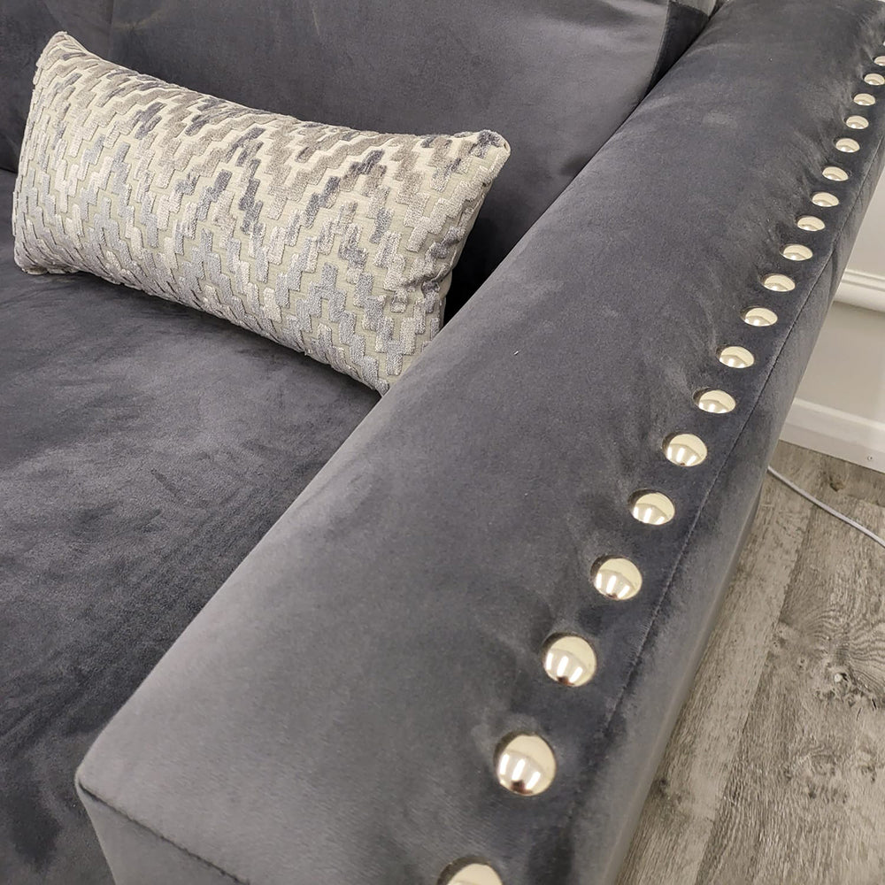 Grey on sale studded couch