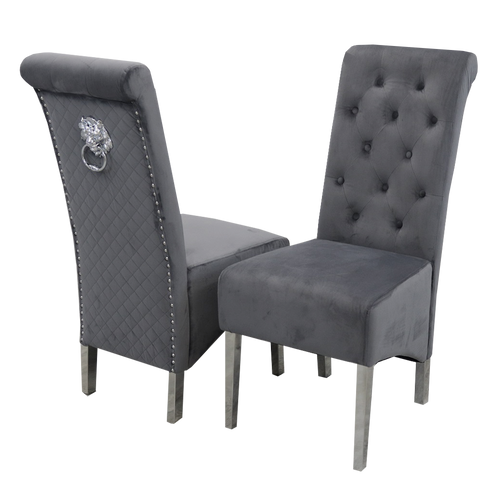 Emma Dining Chair in Dark Grey Velvet