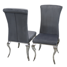 Load image into Gallery viewer, Nicole Dining Chair in Dark Grey Velvet with a line stitch detail