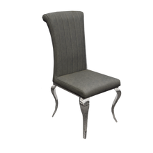 Load image into Gallery viewer, Nicole Dining Chair in Dark Grey Leather with a line stitch detail
