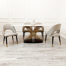 Load image into Gallery viewer, Orion Gold 1.8 Dining Table with Polar White Sintered Stone Top