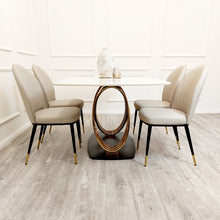 Load image into Gallery viewer, Orion Gold 1.8 Dining Table with Polar White Sintered Stone Top