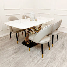 Load image into Gallery viewer, Orion Gold 1.8 Dining Table with Polar White Sintered Stone Top