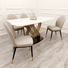 Load image into Gallery viewer, Orion Gold 1.8 Dining Table with Polar White Sintered Stone Top