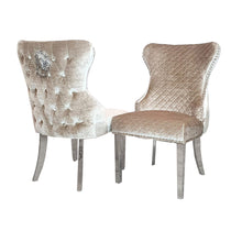Load image into Gallery viewer, Chelsea Dining chair in Beige Shimmer with Lion Knocker