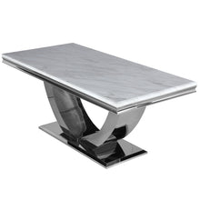 Load image into Gallery viewer, Arial Dining Table with Ivory Smoke Marble Top