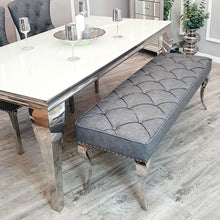 Load image into Gallery viewer, Louis Dining Bench in Dark Grey Leather