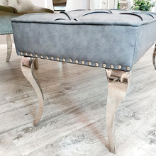 Load image into Gallery viewer, Louis Dining Bench in Dark Grey Leather