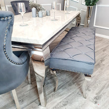 Load image into Gallery viewer, Louis Dining Bench in Dark Grey Velvet