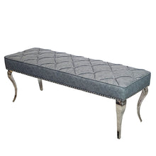 Load image into Gallery viewer, Louis Dining Bench in Dark Grey Leather