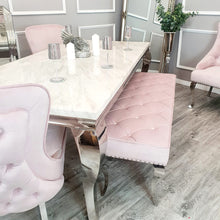 Load image into Gallery viewer, Louis Dining Bench in Pink Velvet