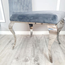 Load image into Gallery viewer, Nicole Dining Chair in Dark Grey velvet with a cross stitch detail