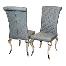 Load image into Gallery viewer, Nicole Dining Chair in Dark Grey Leather with a cross stitch detail