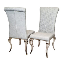 Load image into Gallery viewer, Nicole Dining Chair in Light Grey Leather with a cross stitch detail