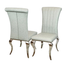 Load image into Gallery viewer, Nicole Dining Chair in Light Grey Leather with a line stitch detail