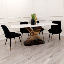 Load image into Gallery viewer, Orion Gold 1.8 Dining Table with Polar White Sintered Stone Top