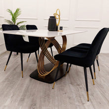 Load image into Gallery viewer, Orion Gold 1.8 Dining Table with Polar White Sintered Stone Top