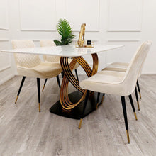 Load image into Gallery viewer, Orion Gold 1.8 Dining Table with Polar White Sintered Stone Top