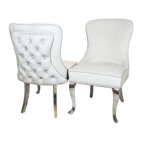 Sandhurst Dining Chair in Light Grey Velvet