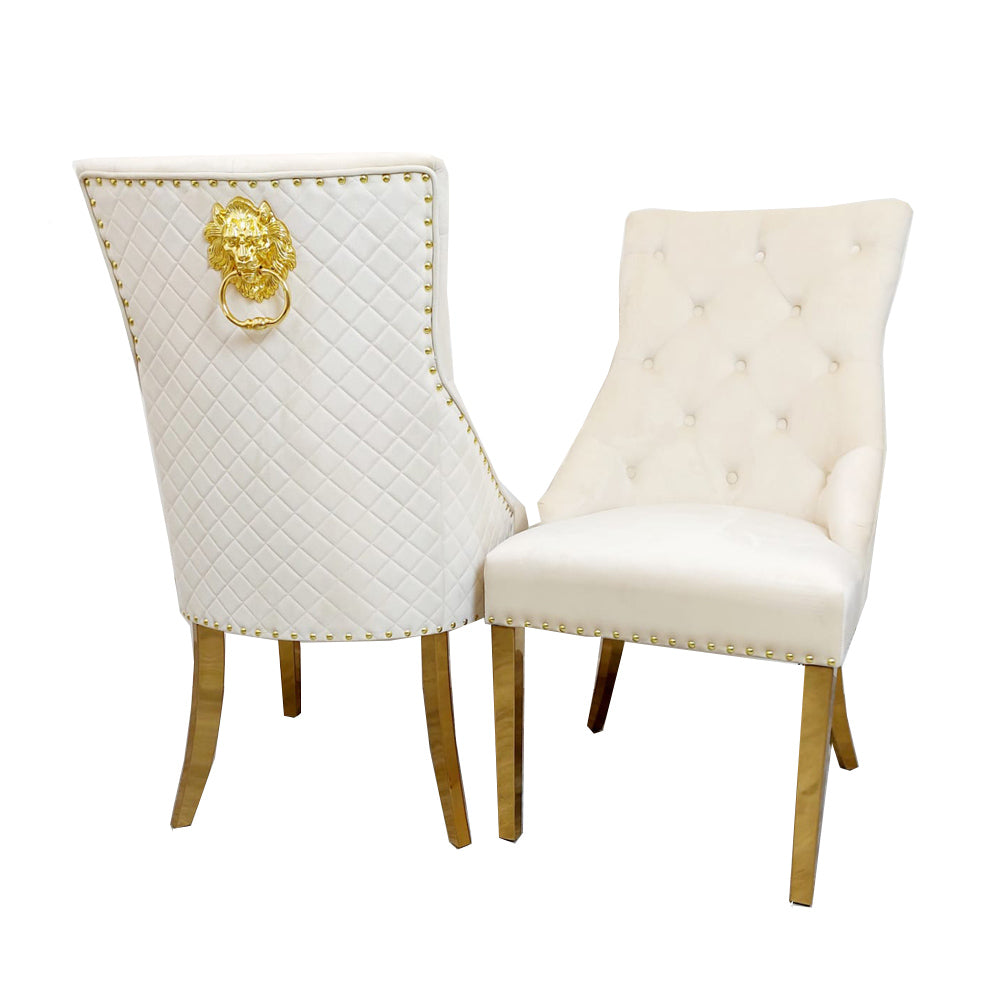 Bentley Gold Dining Chair - Cream Velvet (* S.T.)