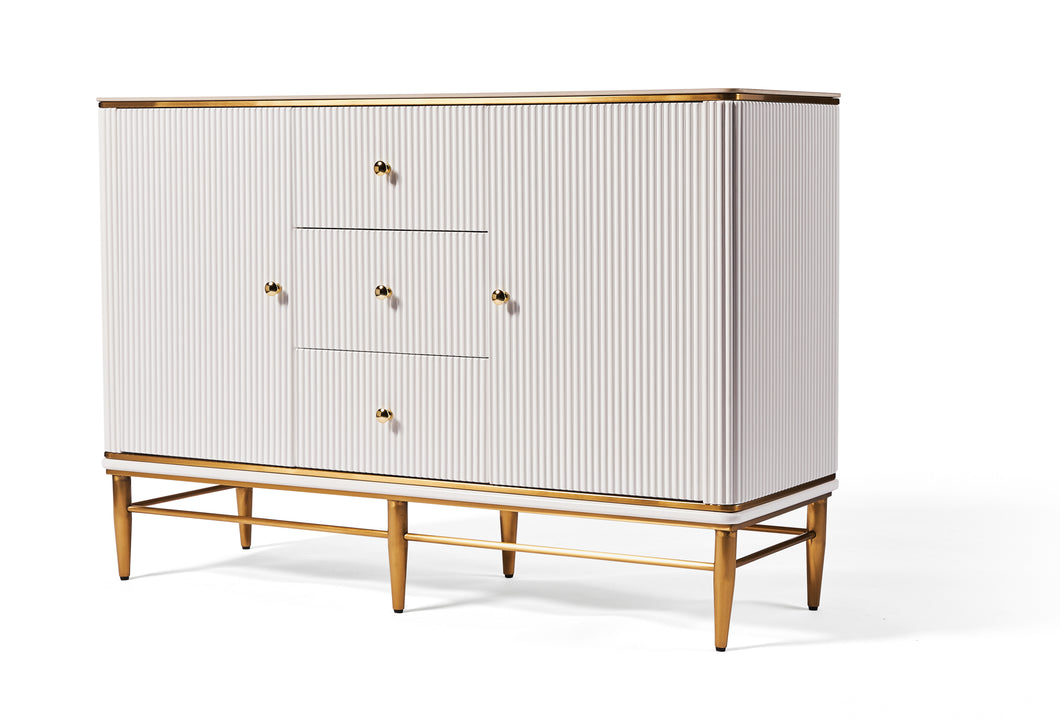 Edena Ribbed Furniture Range - White & Gold