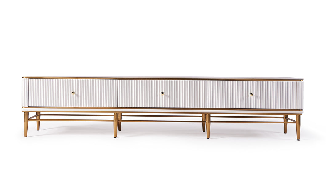 Edena Ribbed Furniture Range - White & Gold