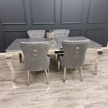 Load image into Gallery viewer, Louis 2m Table in Grey Glass with 4 Megan Promo Chairs
