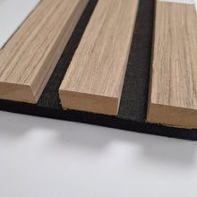 Load image into Gallery viewer, Premium Acoustic Slatted Wall Panels - 3-sided Wood Veneer - 240cm x 32cm (2 pack)
