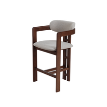 Load image into Gallery viewer, ALUXO® Clara Walnut Barstool in Oatmeal Bouclé
