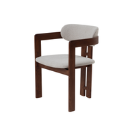 ALUXO® Clara Walnut Dining Chair in Oatmeal Bouclé - Box of 2