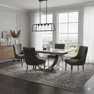 **PROMO** Arial 1.8 White Marble with Dark Grey Kensington Chairs