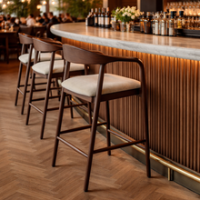 Load image into Gallery viewer, ALUXO® Tess Walnut Barstool in Oatmeal Bouclé
